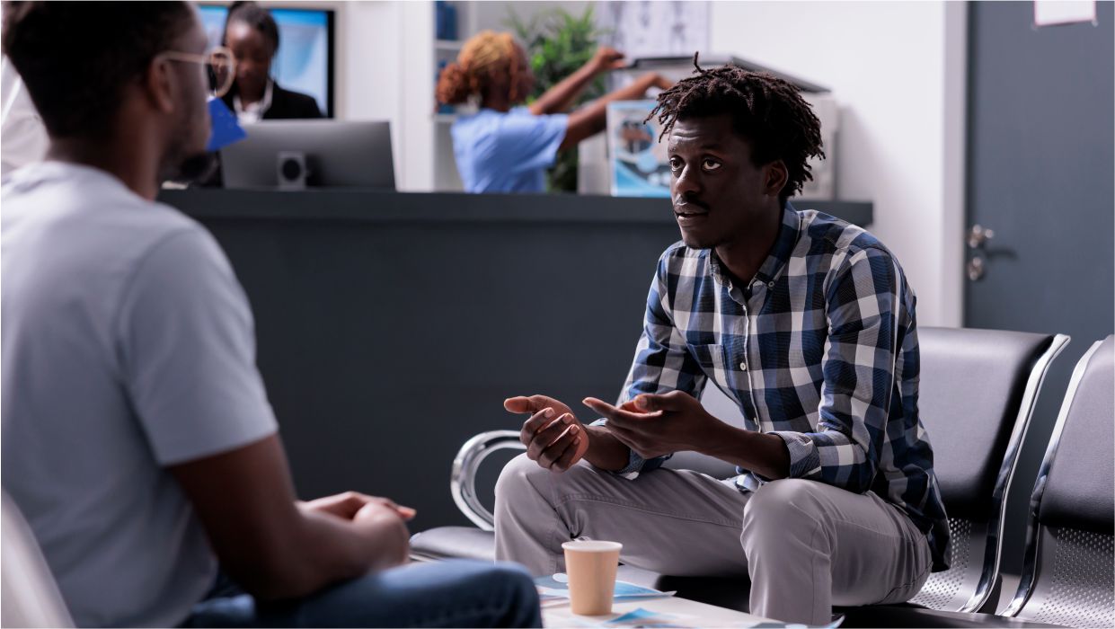 image of a patient having an addiction therapy with a psychologist