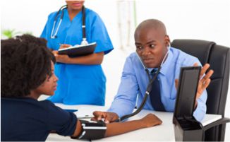 image of doctor testing a patient