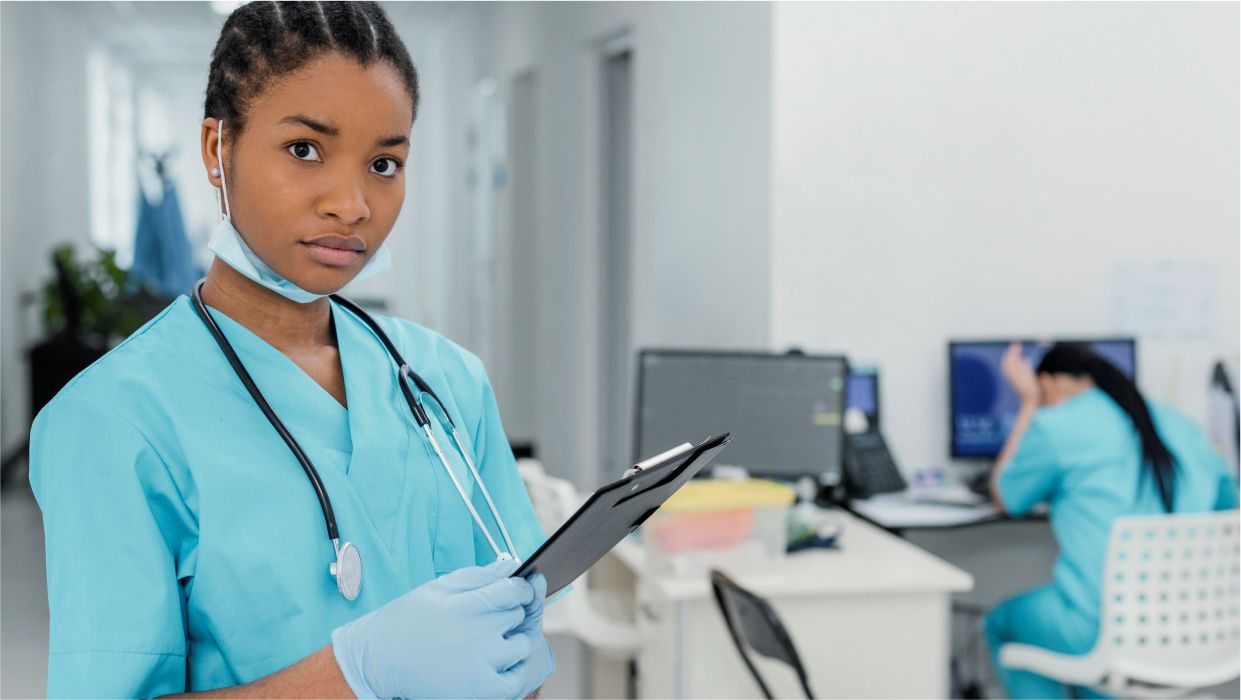 image of nurses working in their station